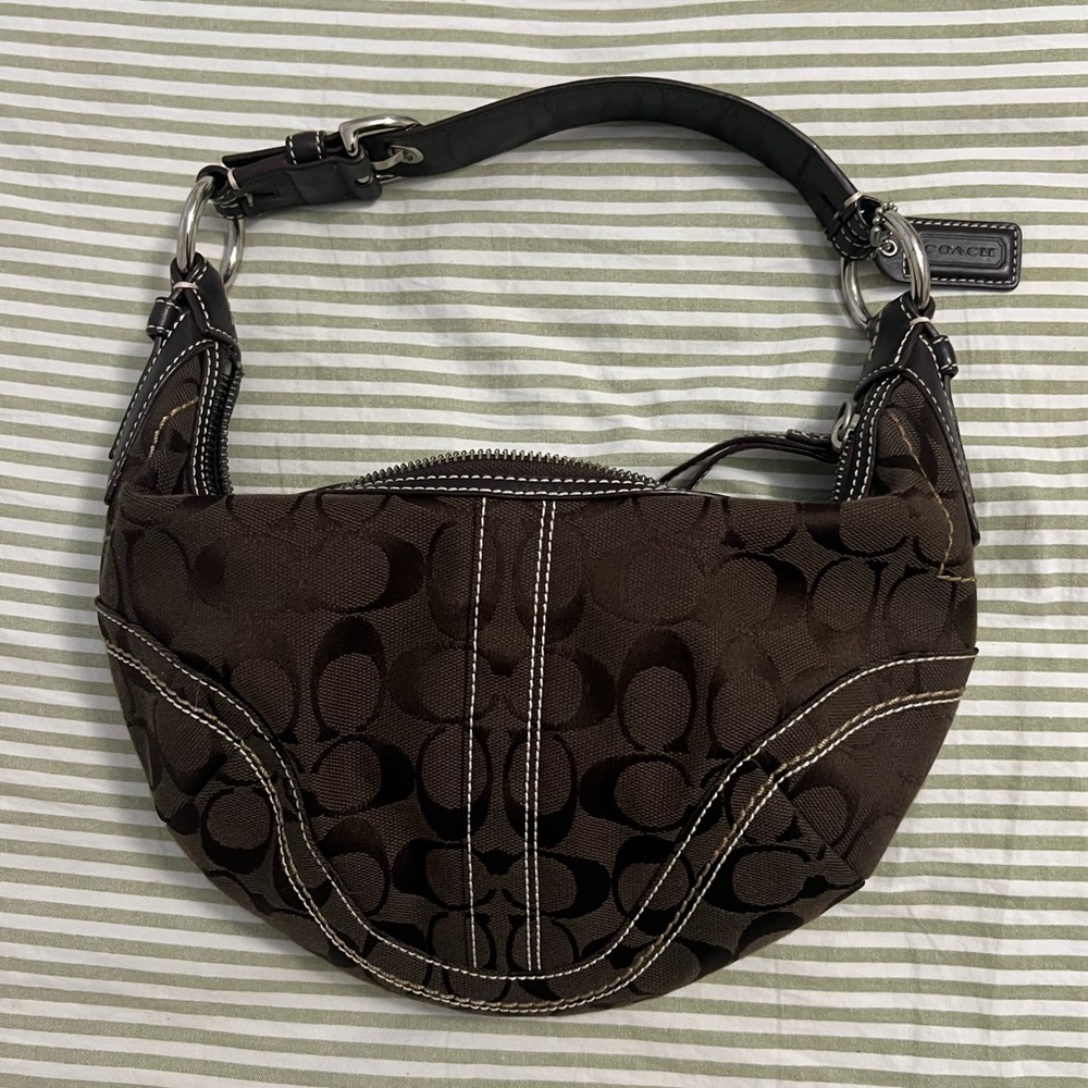 Brown Coach Mini Hobo Jacquard Designer Women's Bag